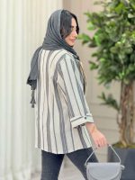 مانتو راه راه دو دکمه پانیذ کد 6257 - تصویر 6