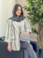 مانتو راه راه دو دکمه پانیذ کد 6257 - تصویر 9