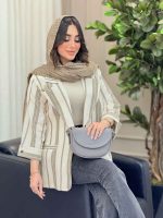 مانتو راه راه دو دکمه پانیذ کد 6257 - تصویر 5