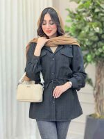 مانتو کمردار دو جیب پاکتی کد 6280 - تصویر 4