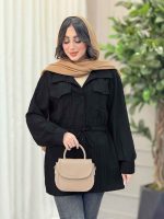 مانتو کمردار دو جیب پاکتی کد 6280 - تصویر 3