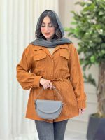 مانتو کمردار دو جیب پاکتی کد 6280 - تصویر 12