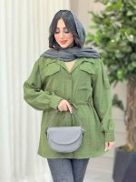 مانتو کمردار دو جیب پاکتی کد 6280 - تصویر 16