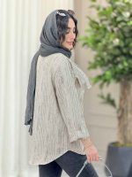 مانتو آستین پاگن سرجیب دو دکمه کد 6328 - تصویر 8