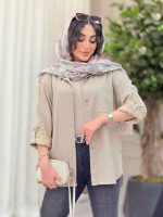 مانتو کتان بغل سه دکمه کد 6374 - تصویر 2