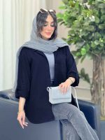 مانتو کتان بغل سه دکمه کد 6374 - تصویر 3