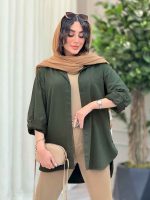 مانتو کتان بغل سه دکمه کد 6374 - تصویر 10