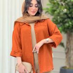 شومیز سر آستین دو دکمه کد 6366