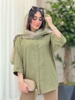 شومیز سر آستین دو دکمه کد 6366 - تصویر 14