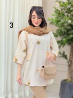 مانتو لینن جلو بسته طرح دار کد 6364 - تصویر 29