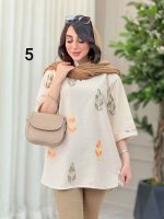 مانتو لینن جلو بسته طرح دار کد 6364 - تصویر 18