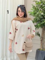 مانتو لینن جلو بسته طرح دار کد 6364 - تصویر 3