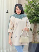 مانتو لینن جلو بسته طرح دار کد 6364 - تصویر 6