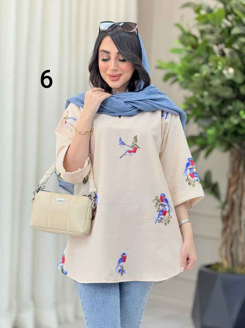 مانتو لینن جلو بسته طرح دار کد 6364 مانتو لینن جلو بسته طرح دار کد 6364