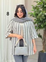 مانتو راه راه طرح دار کد 6367 - تصویر 16