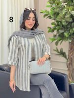 مانتو راه راه طرح دار کد 6367 - تصویر 5