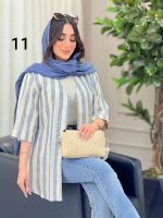 مانتو راه راه طرح دار کد 6367 - تصویر 25