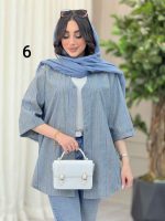 مانتو راه راه طرح دار کد 6367 - تصویر 9