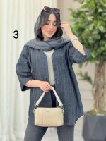 مانتو راه راه طرح دار کد 6367 - تصویر 4