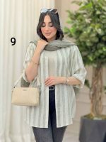 مانتو راه راه طرح دار کد 6367 - تصویر 11