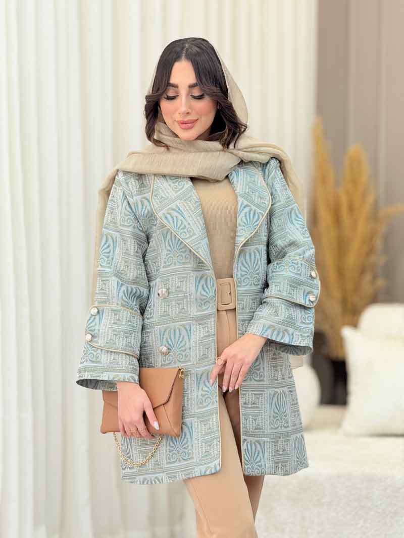 مانتو ژاکارد آستین دو دکمه کد 6380 مانتو ژاکارد آستین دو دکمه کد 6380