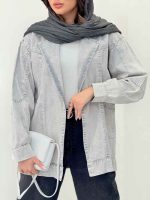 مانتو جین رنگی برش دار دو جیب کد 6341