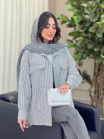 مانتو راه راه سر جیب هلال کد 6330 - تصویر 5