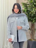 مانتو راه راه سر جیب هلال کد 6330 - تصویر 16