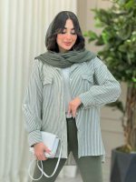 مانتو راه راه سر جیب هلال کد 6330 - تصویر 19