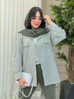 مانتو راه راه سر جیب هلال کد 6330 - تصویر 7