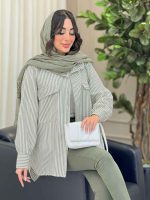 مانتو راه راه سر جیب هلال کد 6330 - تصویر 6
