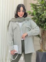 مانتو راه راه سر جیب هلال کد 6330 - تصویر 2