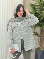مانتو راه راه سر جیب هلال کد 6330 - تصویر 12
