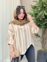 شومیز راه راه پایین هلال چهاردکمه کد 6343 - تصویر 15