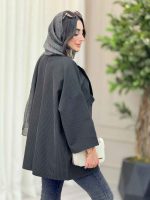 مانتو راه راه چهاردکمه سها کد 6424 - تصویر 4