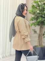 مانتو تک دکمه کمرگت دو جیب کد 6410 - تصویر 10
