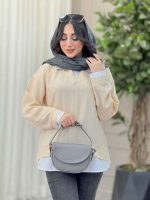 شومیز یقه تک دکمه ترکیبی کد 6430 - تصویر 16
