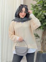 شومیز یقه تک دکمه ترکیبی کد 6430 - تصویر 7