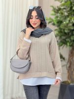 شومیز یقه تک دکمه ترکیبی کد 6430 - تصویر 17
