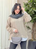 شومیز یقه تک دکمه ترکیبی کد 6430 - تصویر 5