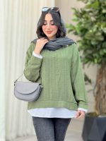 شومیز یقه تک دکمه ترکیبی کد 6430 - تصویر 6