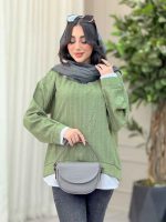 شومیز یقه تک دکمه ترکیبی کد 6430