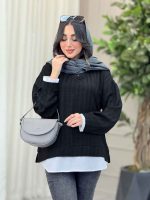 شومیز یقه تک دکمه ترکیبی کد 6430 - تصویر 15