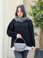 شومیز یقه تک دکمه ترکیبی کد 6430 - تصویر 4