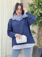 شومیز یقه تک دکمه ترکیبی کد 6430 - تصویر 9