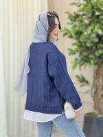 شومیز یقه تک دکمه ترکیبی کد 6430 - تصویر 18