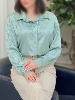 شومیز ساتن طرح لوزی کد 6312 - تصویر 2