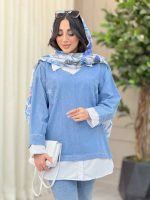 جین ترکیبی دو جیب زاپ دار کد 6461