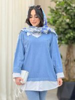 جین ترکیبی دو جیب زاپ دار کد 6461 - تصویر 5