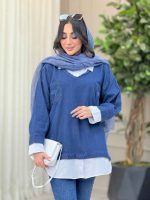 جین ترکیبی دو جیب زاپ دار کد 6461 - تصویر 4